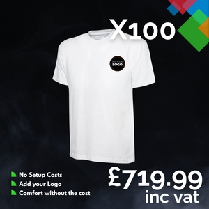 100 Custom T-Shirts with Free Logo Bundle
