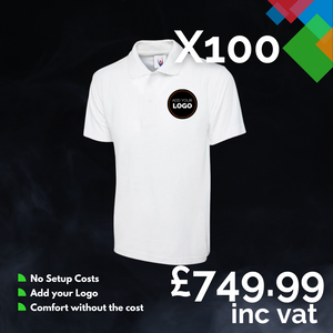 100 Custom Polo Shirts with Free Logo Bundle