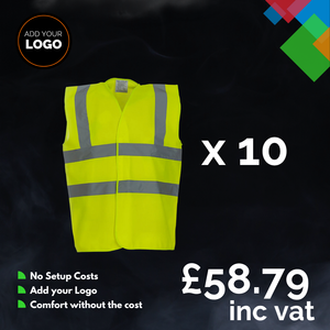 10 x Hi Viz Vests + Free Logo