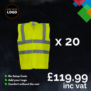 20 x Hi Viz Vests + Free Logo