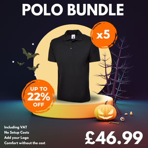 5 Custom Polo Shirts with Free Logo Bundle