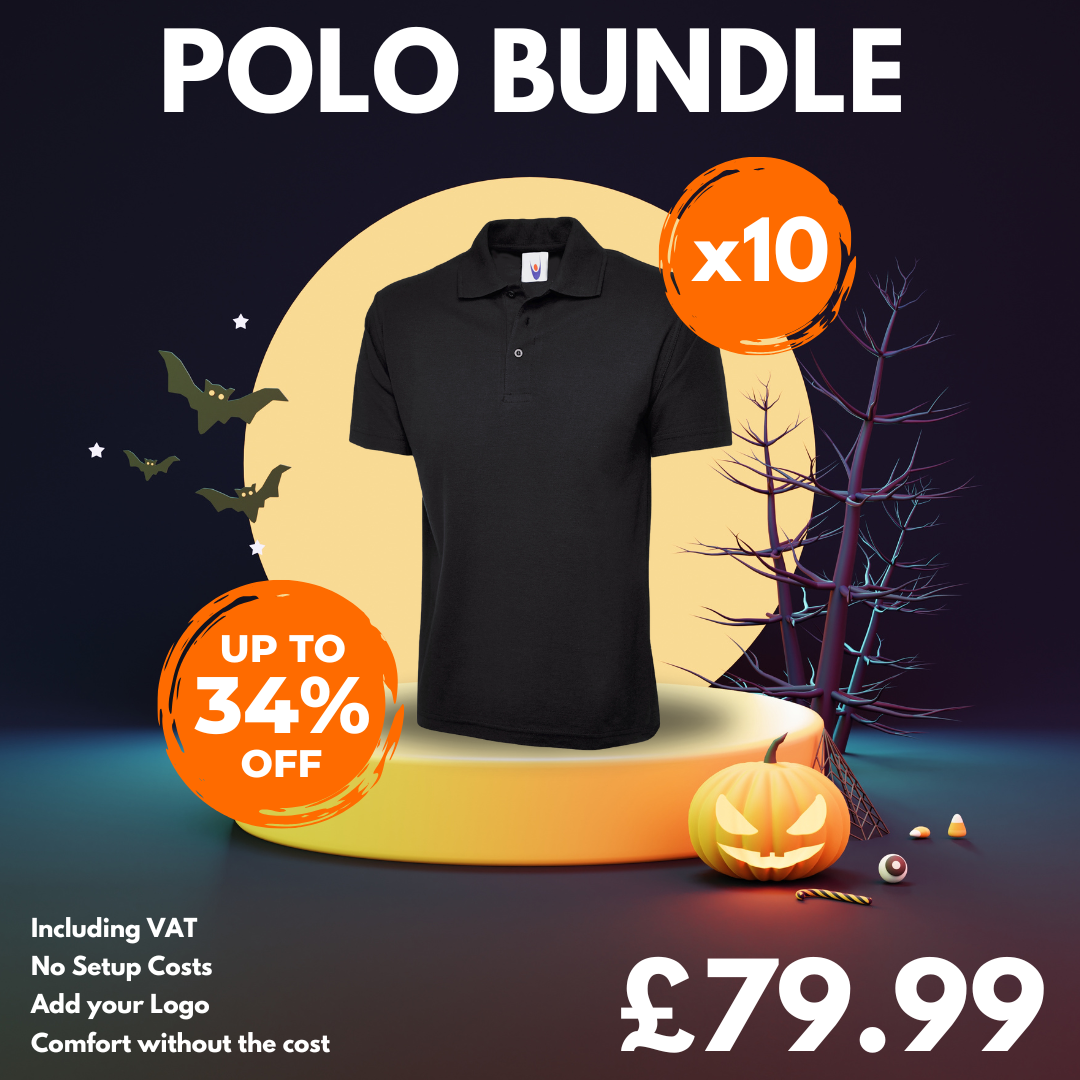 10 Custom Polo Shirts with Free Logo Bundle