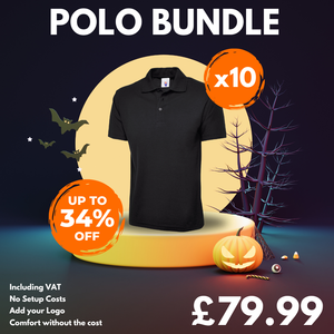 10 Custom Polo Shirts with Free Logo Bundle
