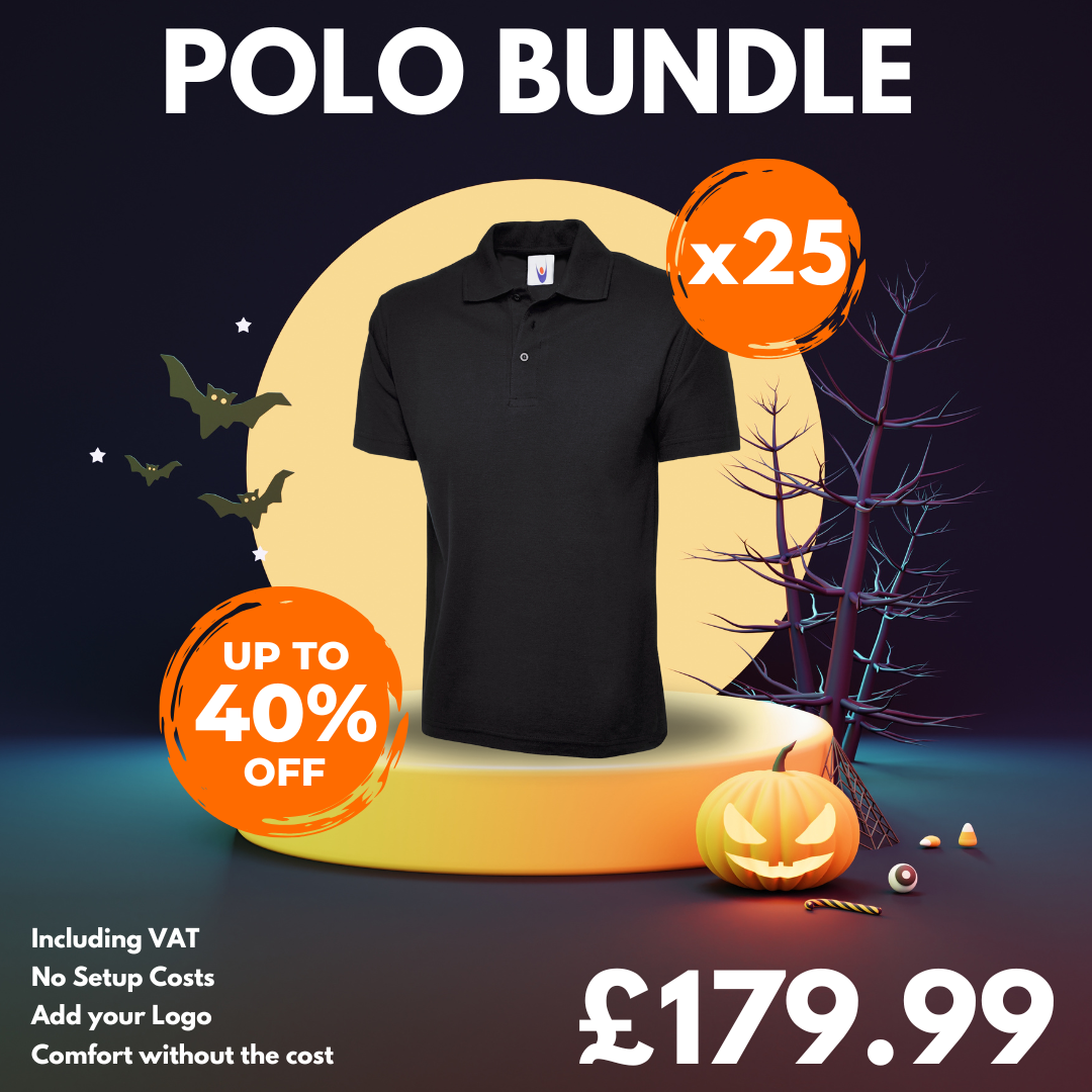 25 Custom Polo Shirts with Free Logo Bundle