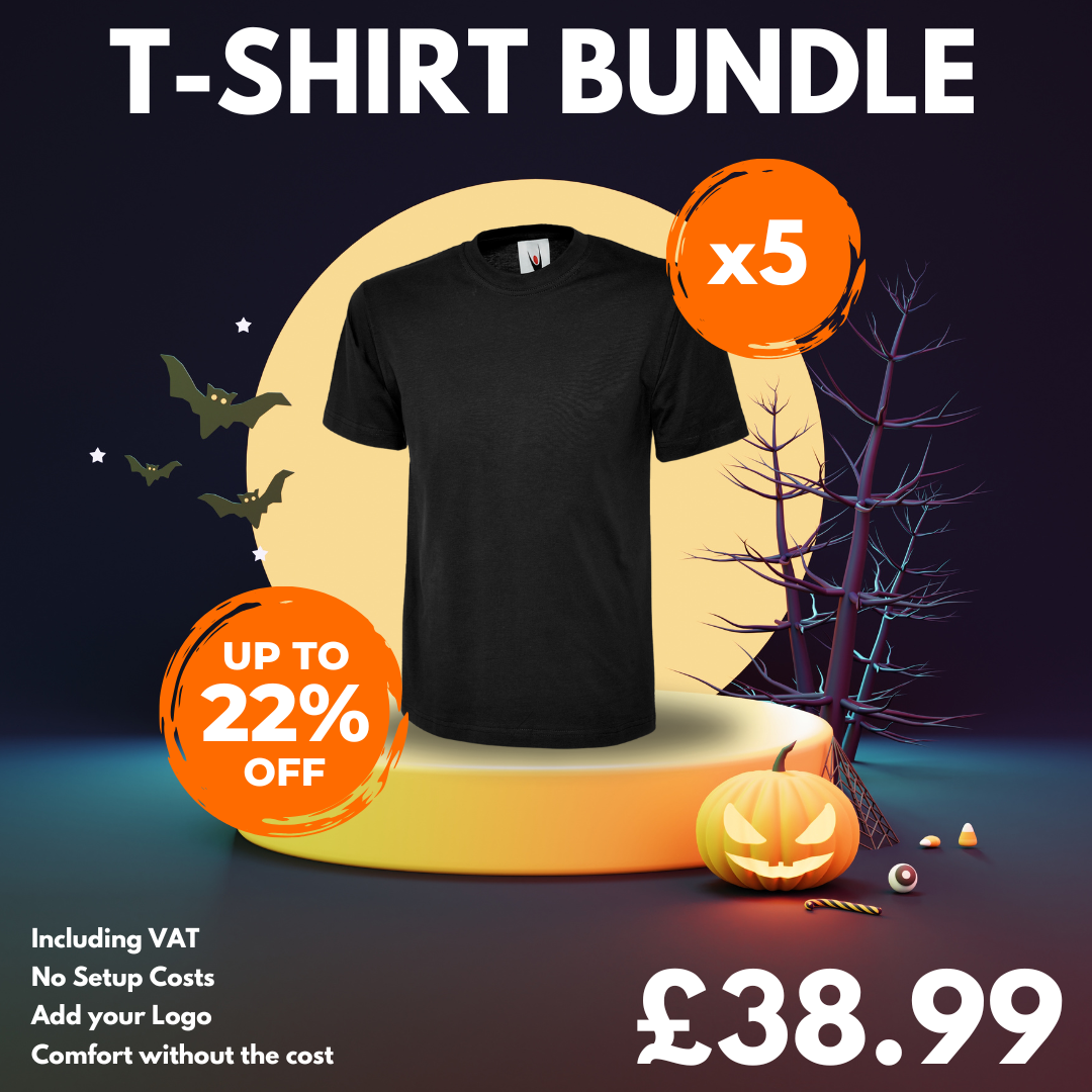 5 Custom T-Shirts with Free Logo Bundle