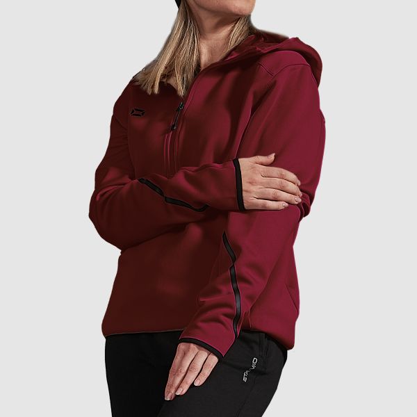 Plaza Hooded Half Zip Top - Dark Burgundy