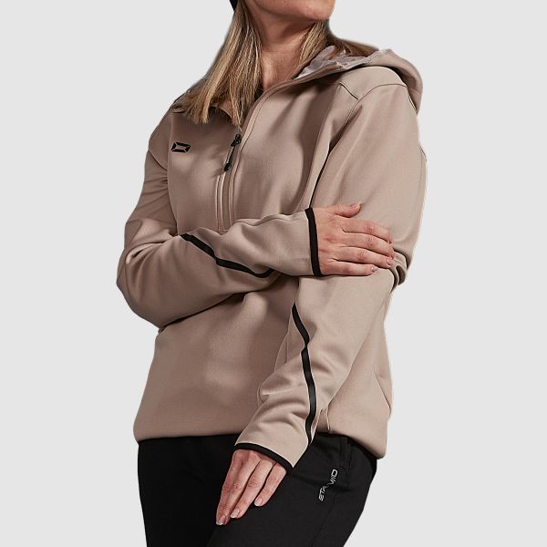 Plaza Hooded Half Zip Top - Beige