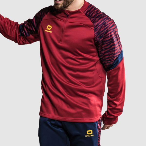 Bolt Quarter Zip Top - Dark Red-Navy