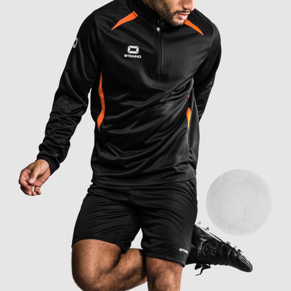 Stadio Quarter Zip top - Black-Orange