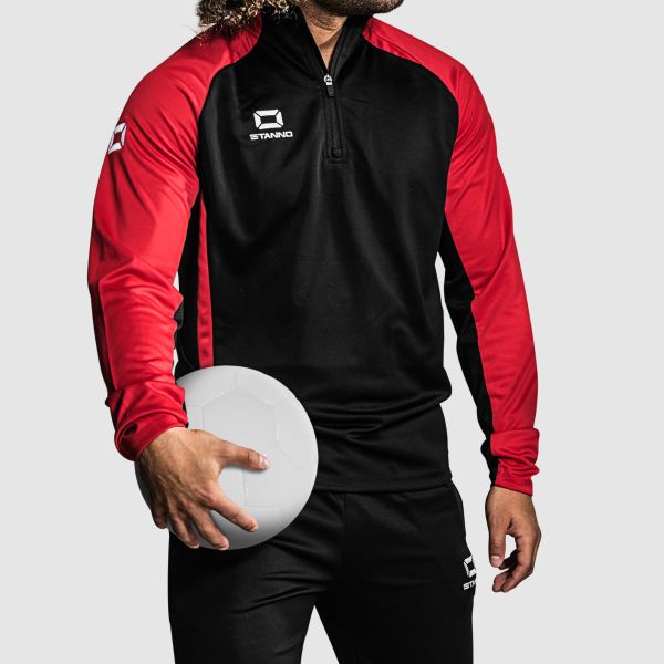 Stadio Quarter Zip top - Black-Red