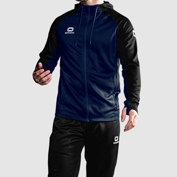 Stadio Hooded Full Zip Top - Navy-Black