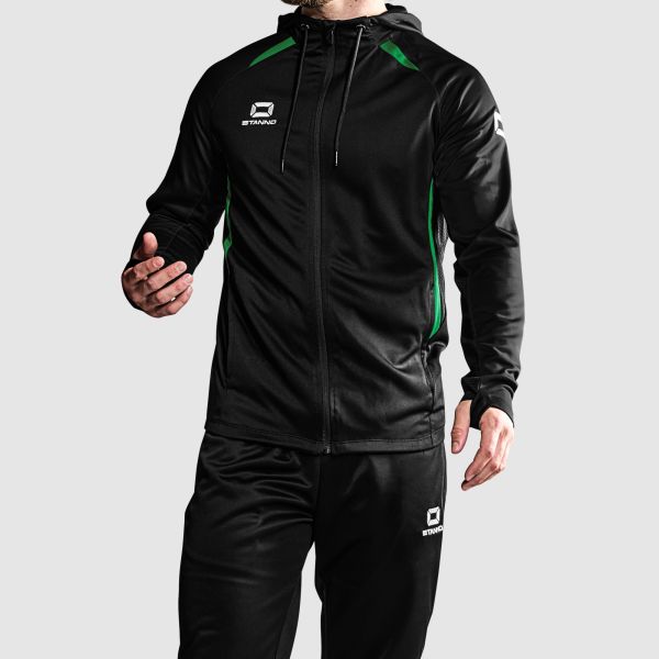 Stadio Hooded Full Zip Top - Black-Green