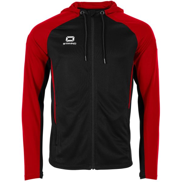 Stadio Hooded Full Zip Top - Black-Red