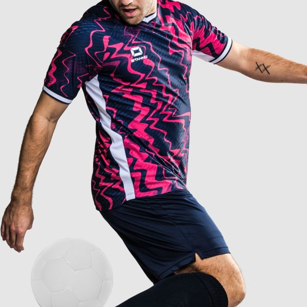 Wave Shirt - Navy-Pink-White