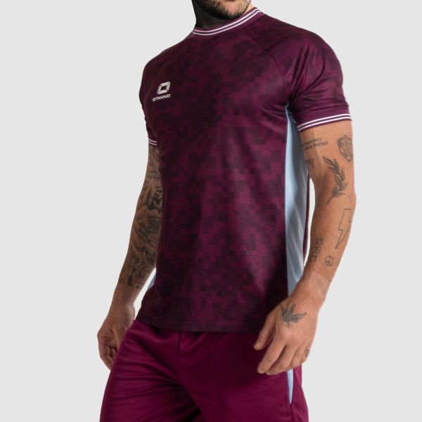 Pixel Shirt - Maroon-Sky Blue