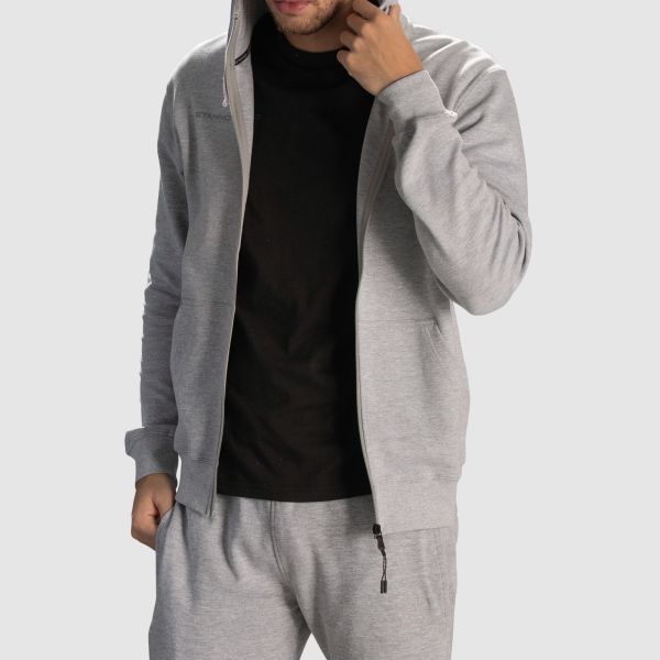 Base Hooded Full Zip Sweat Top - Grey Melange