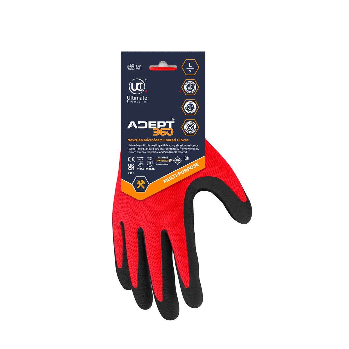 Adept 360 RP, Retail Packed, Red, Microfoam Palm - Red