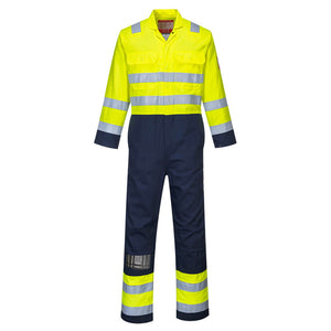 BIZ7 Bizflame Work Hi-Vis Anti-Static Coverall - Yellow/Navy