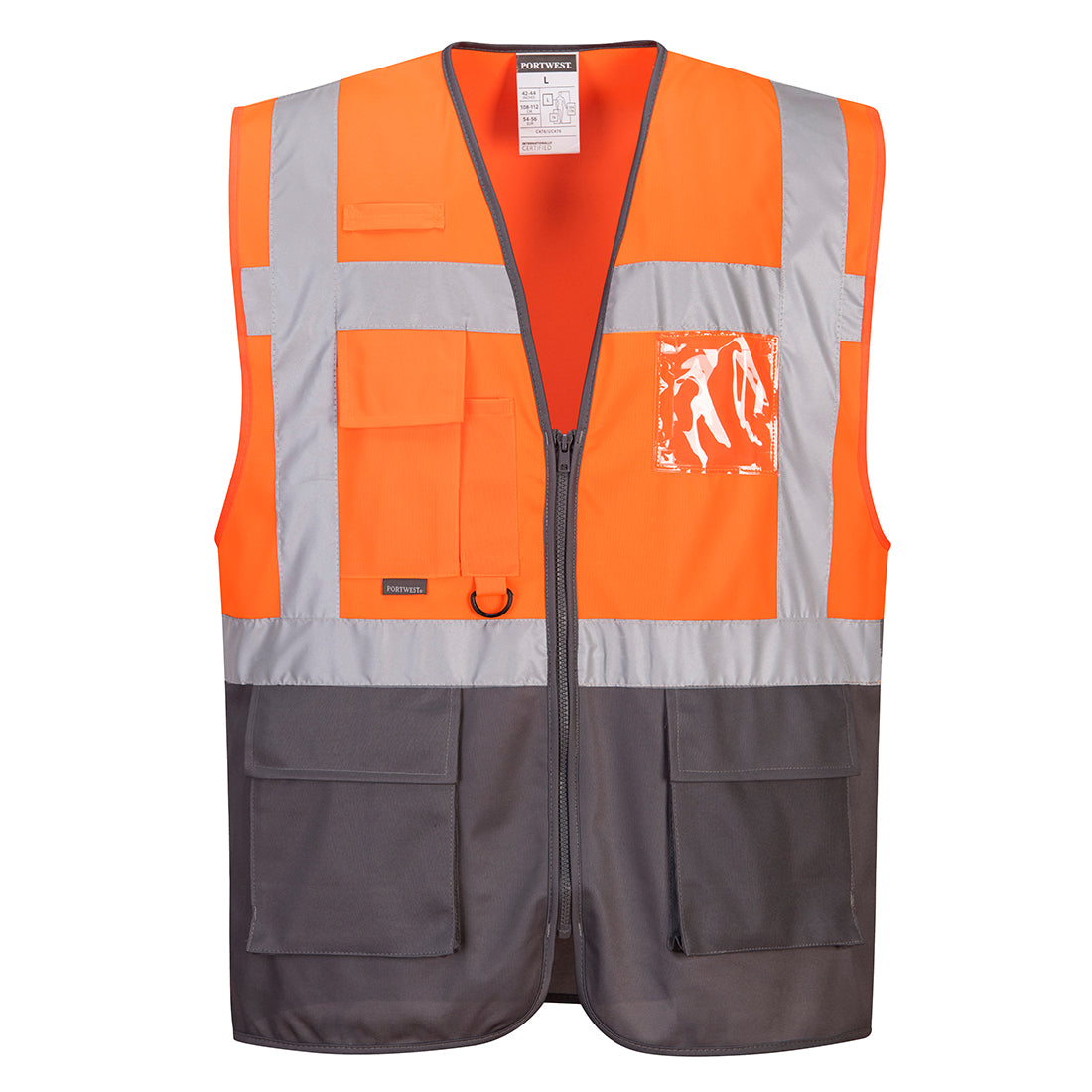 C476 Warsaw Hi-Vis Contrast Executive Vest - Orange/Grey