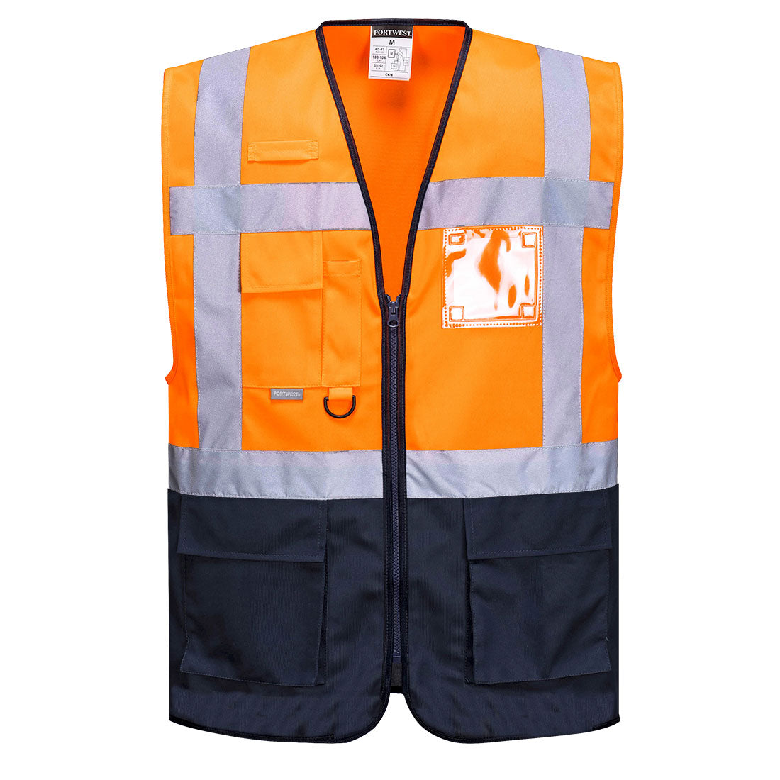 C476 Warsaw Hi-Vis Contrast Executive Vest - Orange/Navy