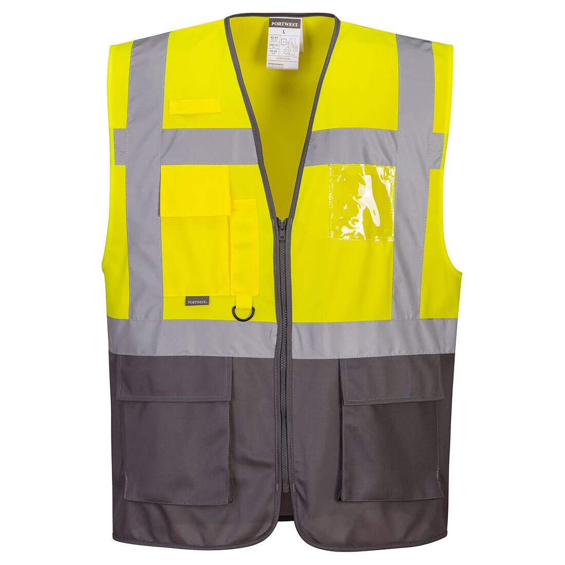 C476 Warsaw Hi-Vis Contrast Executive Vest - Yellow/Grey