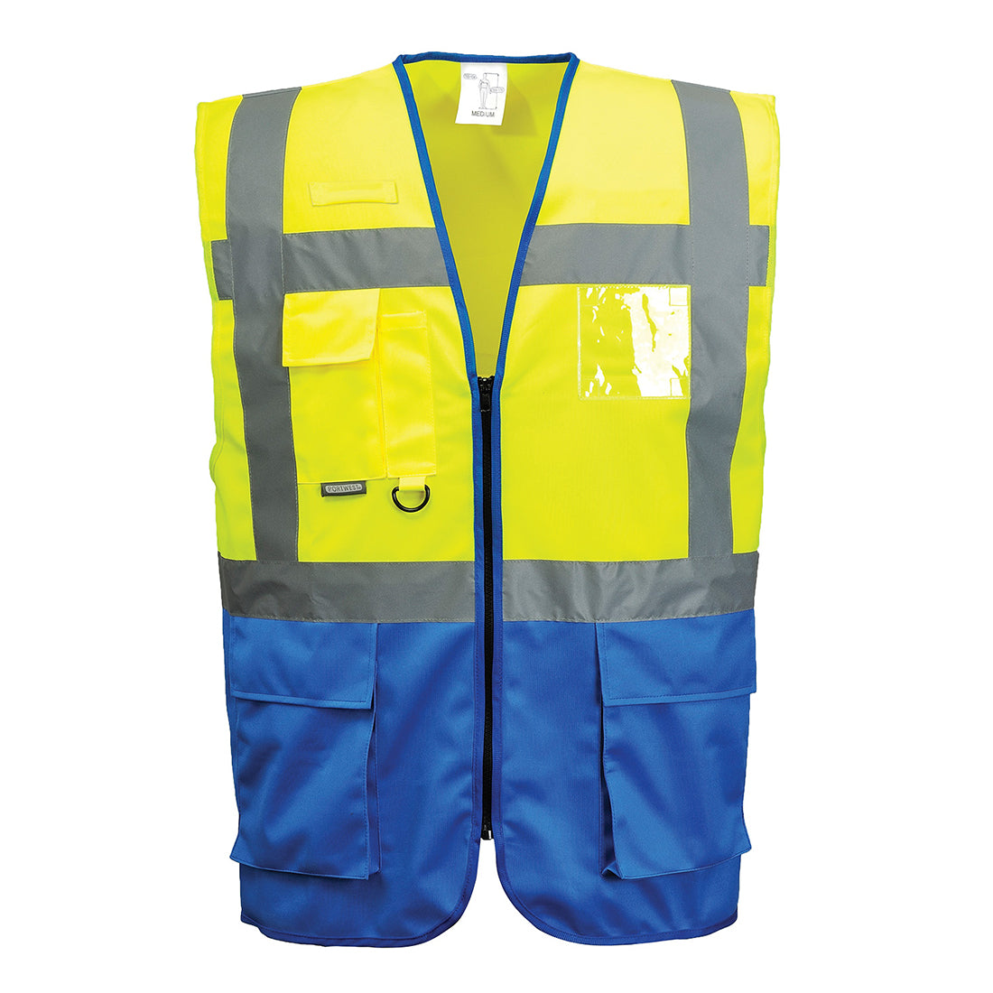 C476 Warsaw Hi-Vis Contrast Executive Vest - Yellow/Royal Blue