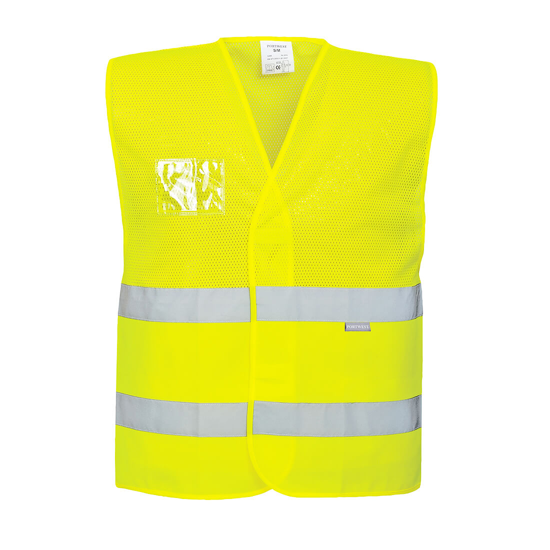 C494 Hi-Vis Half Mesh Two Band Vest - Yellow