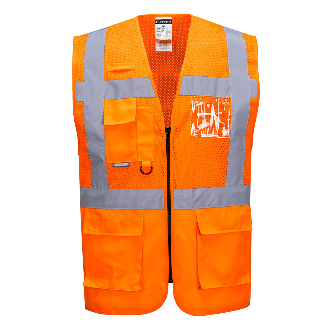 C496 Madrid Hi-Vis Half Mesh Executive Vest - Orange