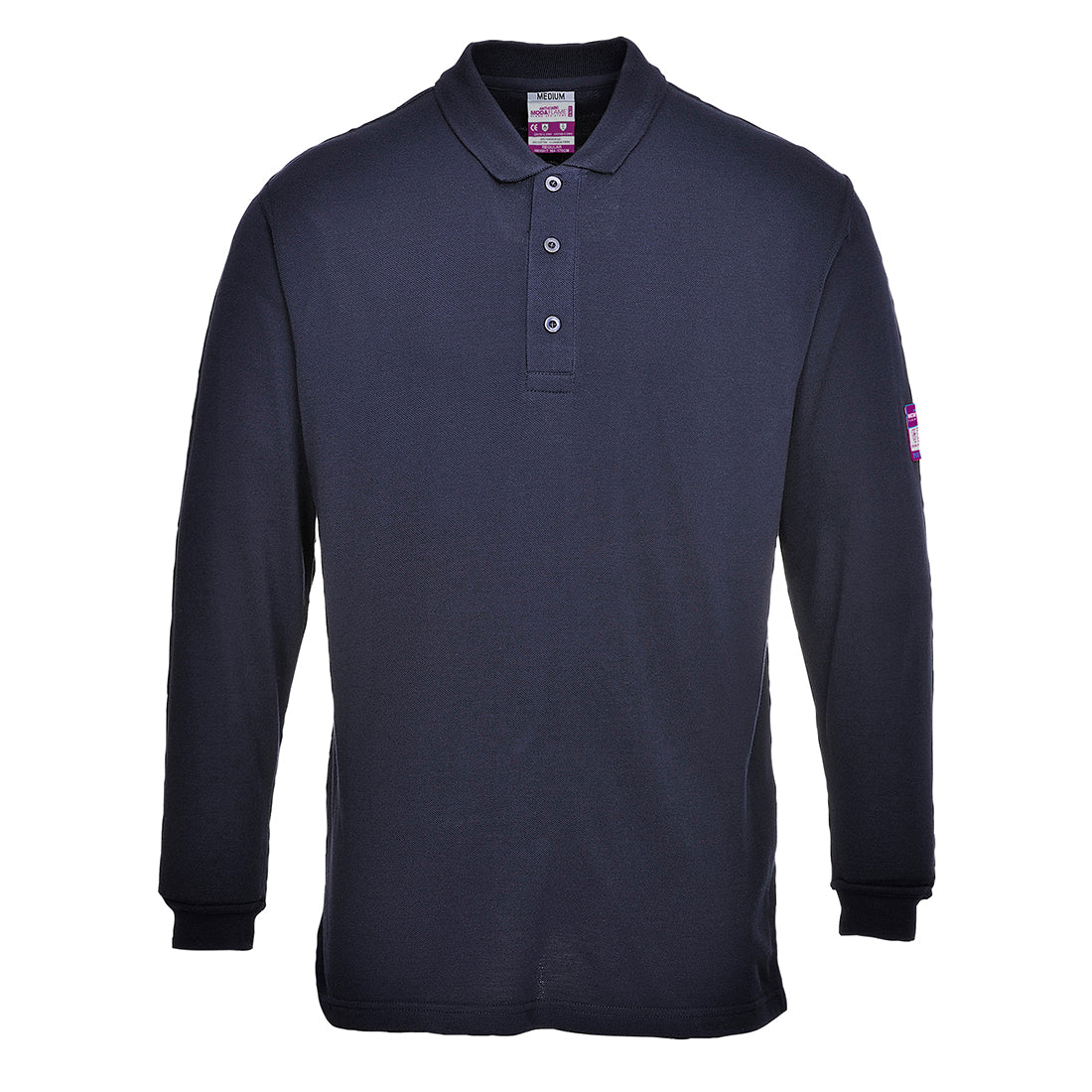 FR10 Flame Resistant Anti-Static Long Sleeve Polo Shirt - Navy