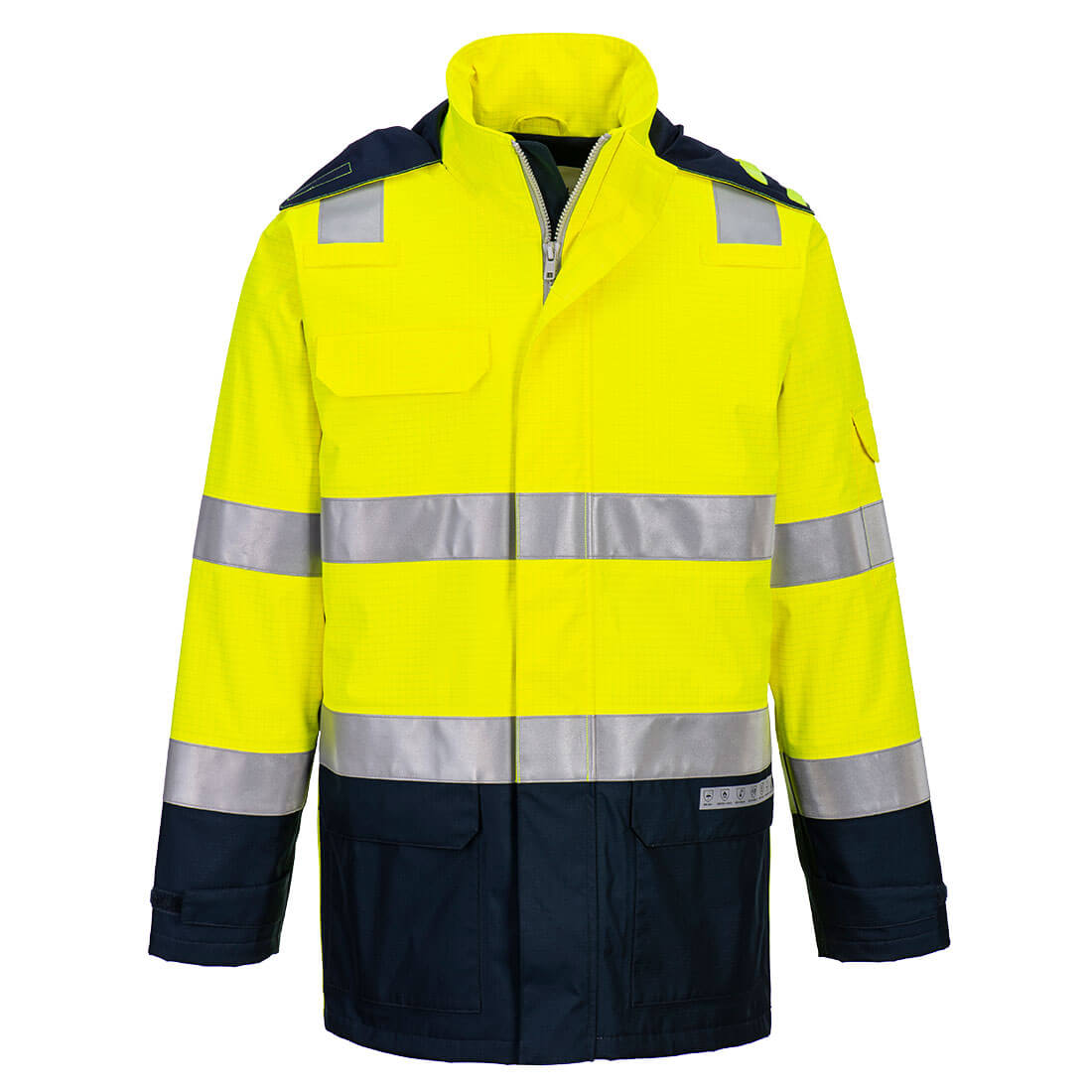 FR60 Bizflame Rain+ Hi-Vis Light Arc Jacket - Yellow/Navy