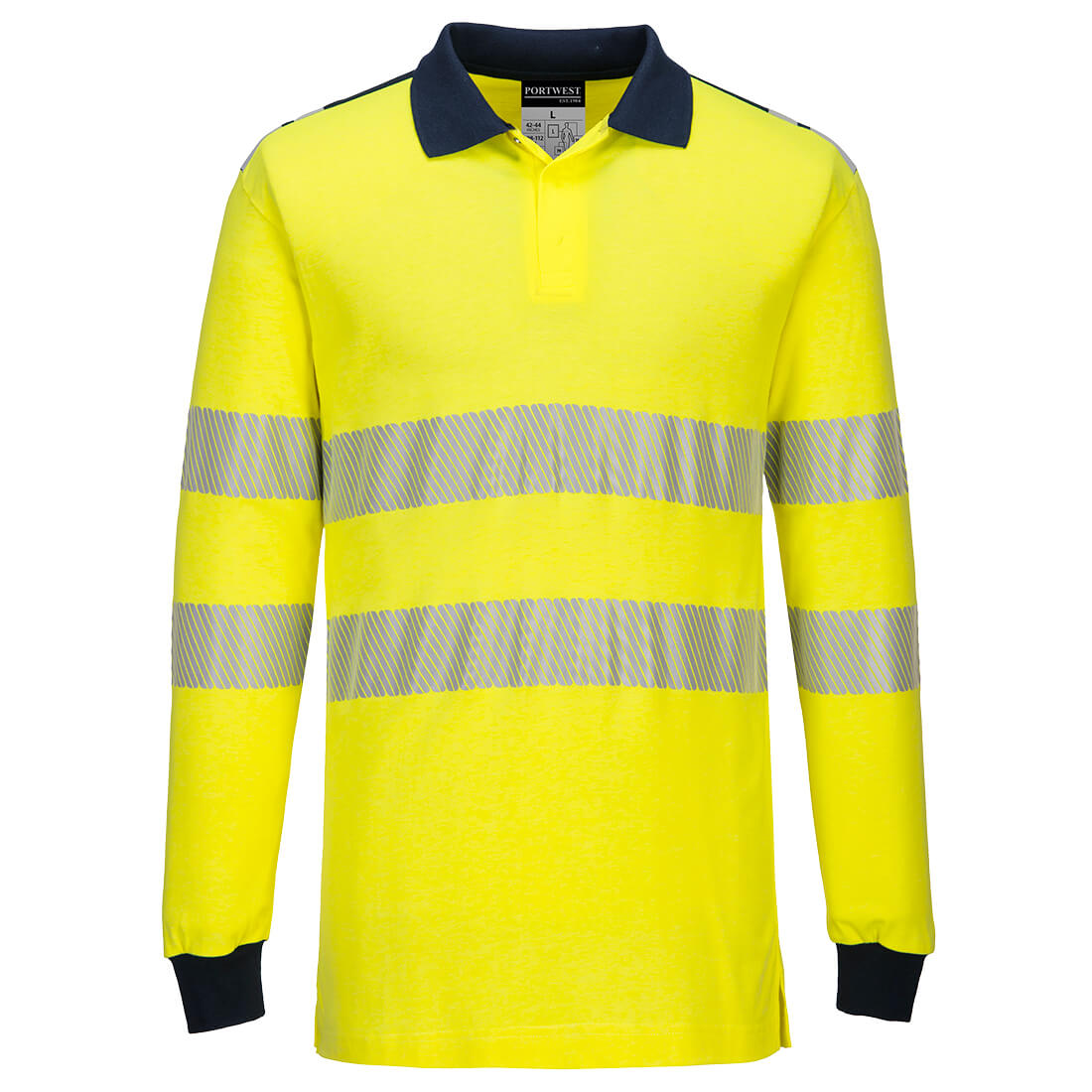 FR70 PW3 Flame Resistant Hi-Vis Polo Shirt - Yellow/Navy