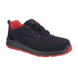 FT08 Black/Red Composite Wire Lace Safety Trainer Knit S1P