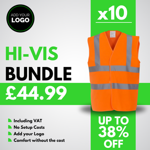 10 x Hi Viz Vests + Free Logo