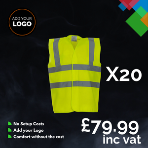 20 x Hi Viz Vests + Free Logo