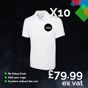 10 Custom Polo Shirts with Free Logo Bundle