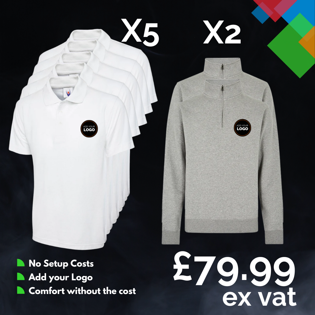 Polo Shirt Pack with 5x Polo Shirts & 2x Quarter Zips
