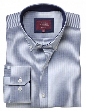 4052 Lawrence Men's Stretch Oxford Shirt - Navy Stripe