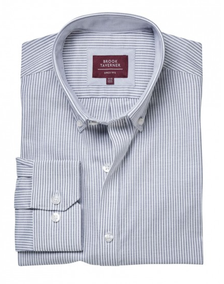 4052 Lawrence Men's Stretch Oxford Shirt - Grey Stripe