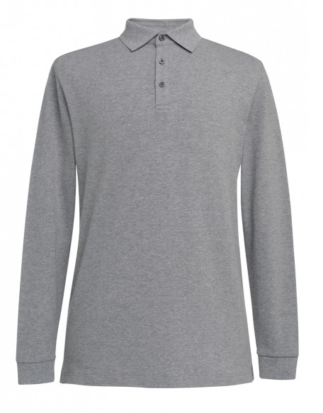 4222 Frederick Men's Long Sleeve Polo Shirt - Grey Marl