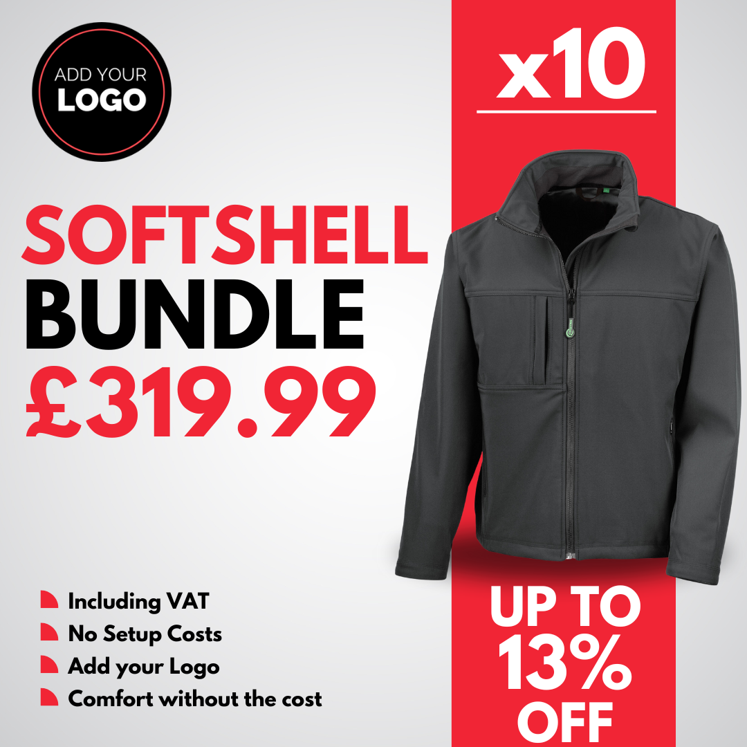 10 Mens Classic Softshell Jacket with Free Logo Bundle