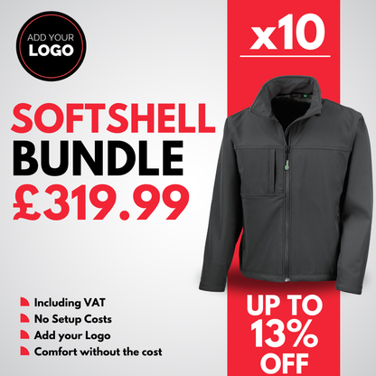 10 Mens Classic Softshell Jacket with Free Logo Bundle