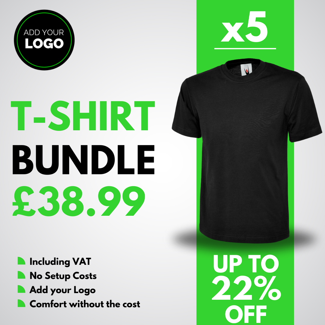 5 Custom T-Shirts with Free Logo Bundle