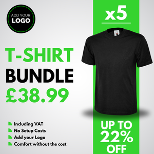5 Custom T-Shirts with Free Logo Bundle