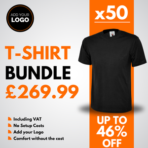 50 Custom T-Shirts with Free Logo Bundle
