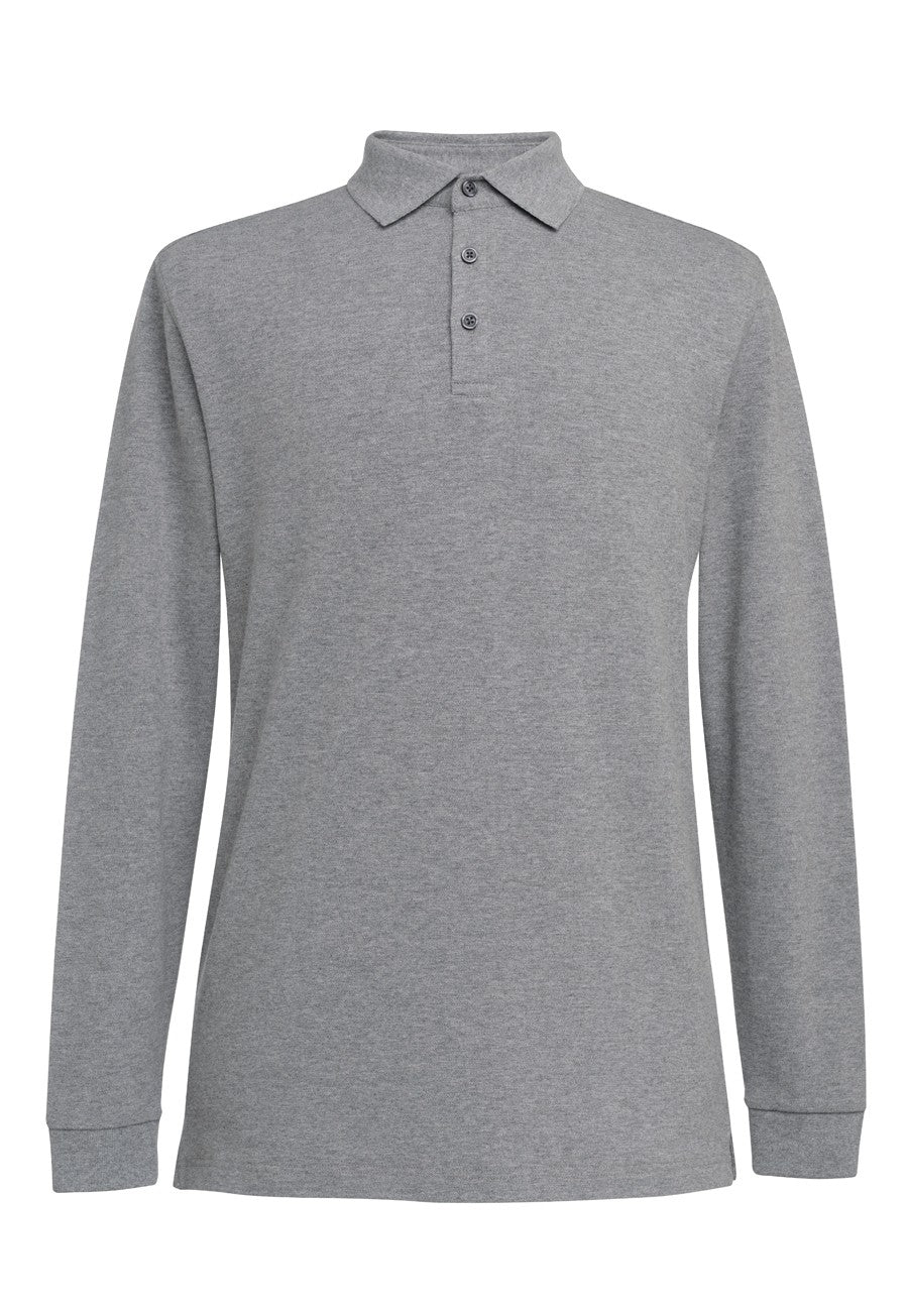 4222 Frederick Male L/S Polo Shirt - Grey Marl