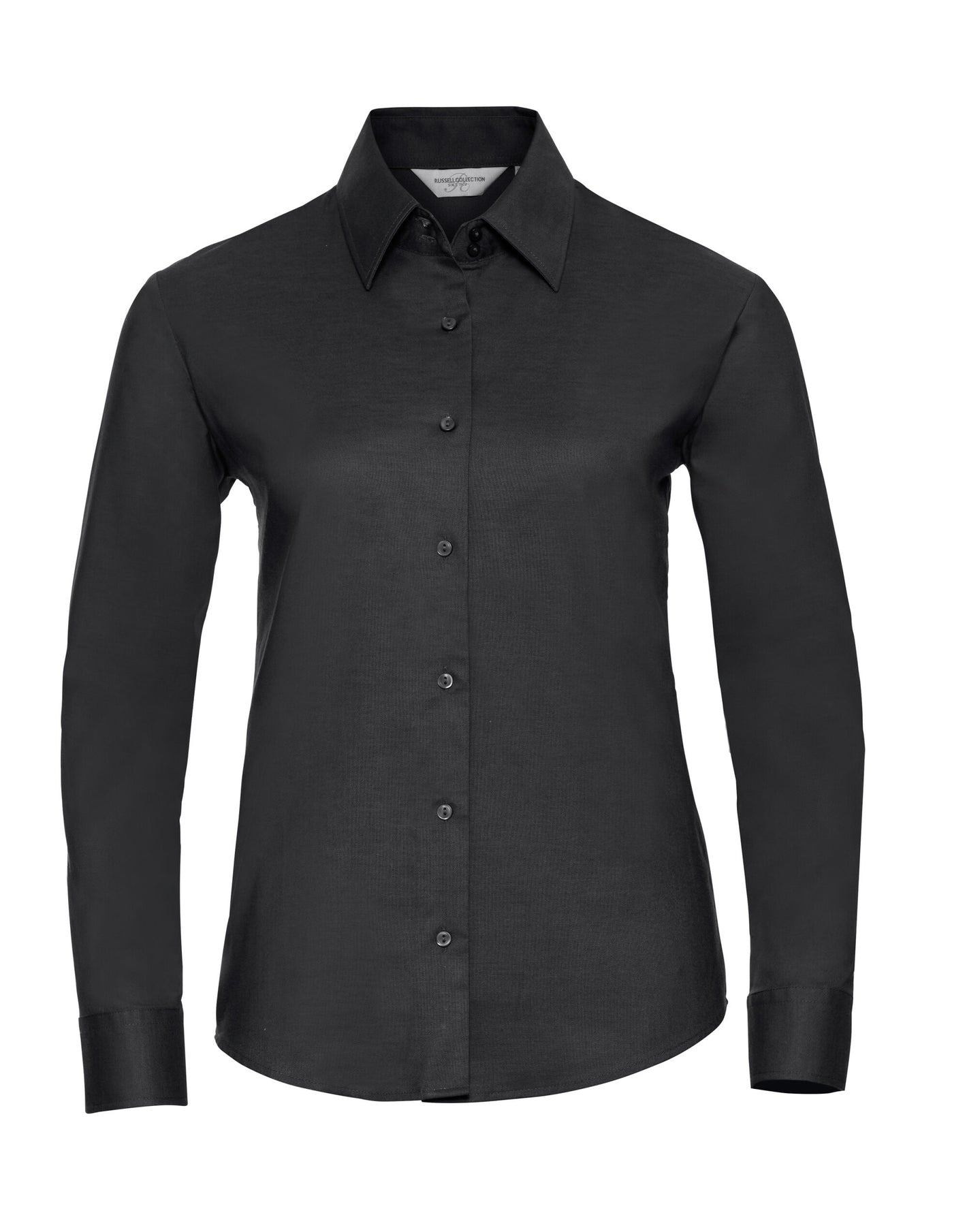 932F Ladies' Long Sleeve Tailored Oxford Shirt - Black