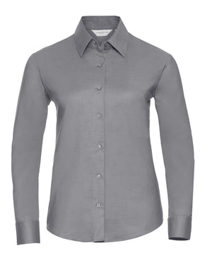 932F Ladies' Long Sleeve Tailored Oxford Shirt - Silver