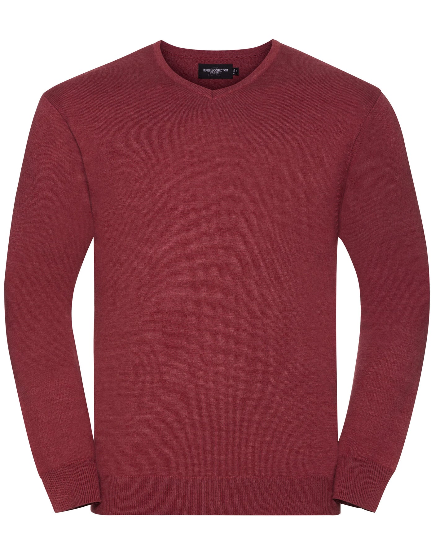 710M Men's V Neck Knitted Pullover - Cranberry Marl