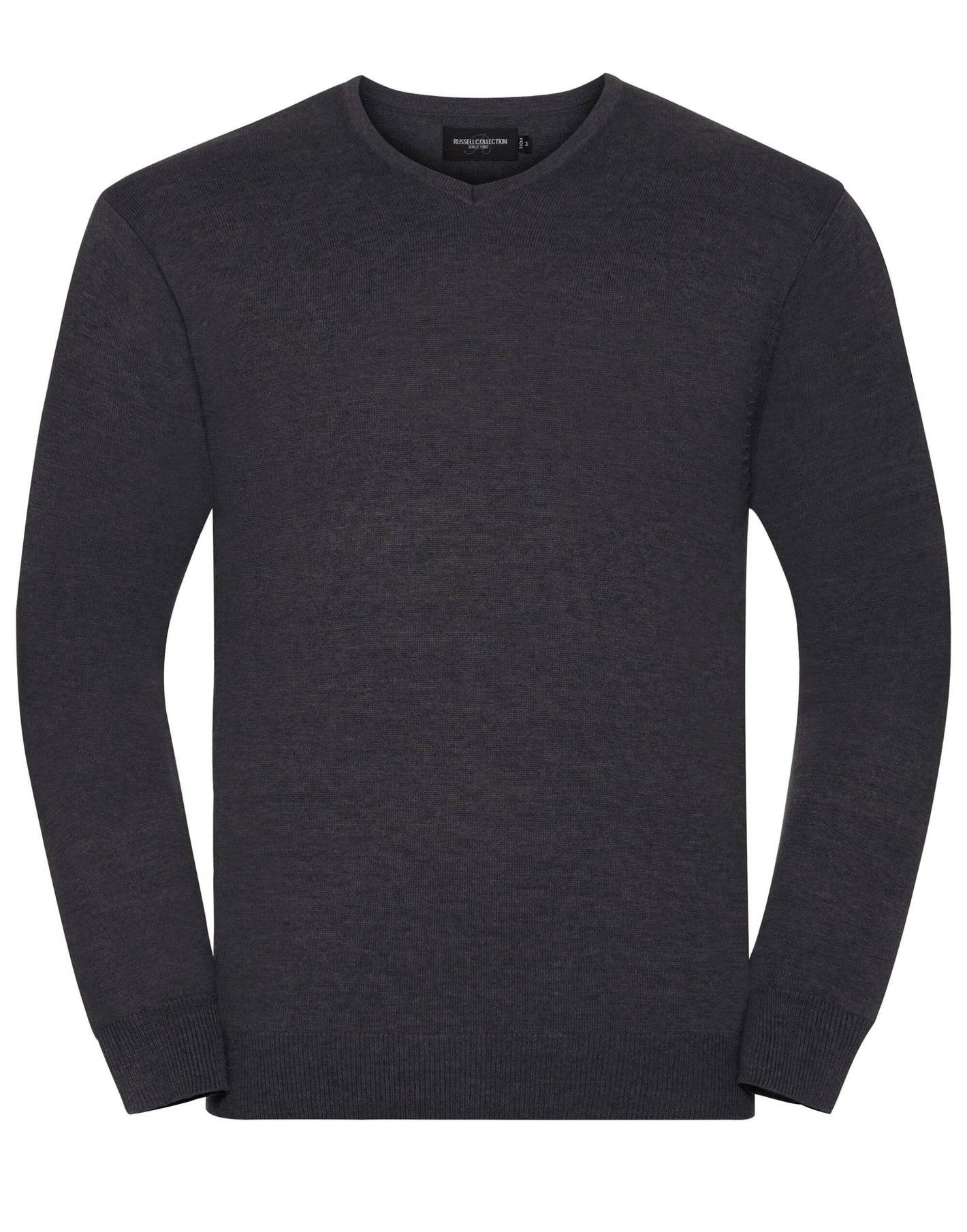 710M Men's V Neck Knitted Pullover - Charcoal Marl