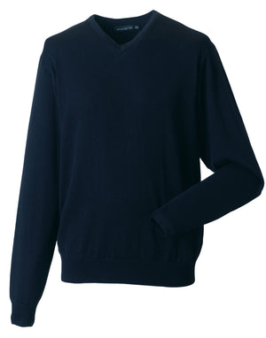 710M Men's V Neck Knitted Pullover - French Navy